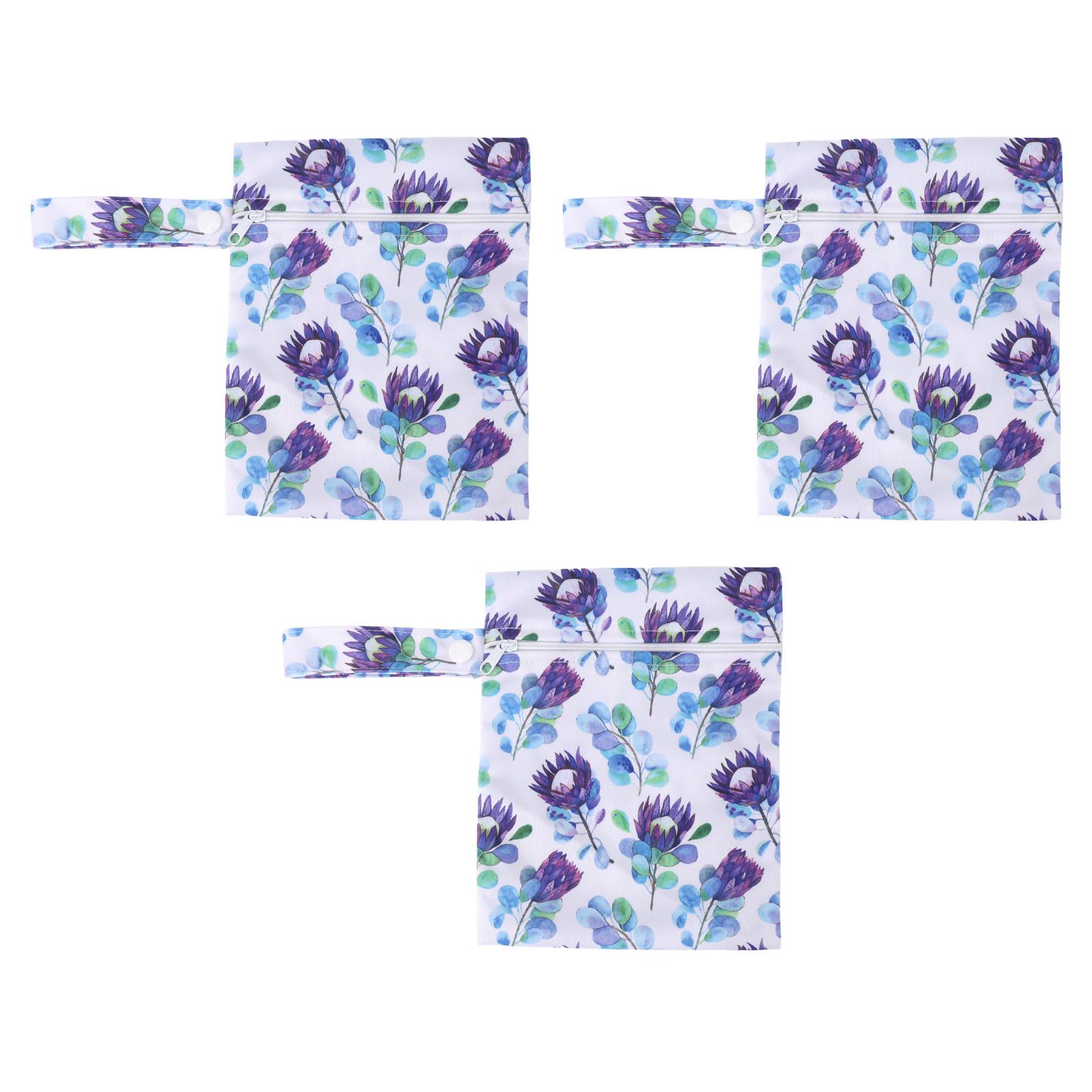 

3pcs Water Resistant Wet Bag Miniature Printed Portable Hanging Reusable Diaper Wet Bag for Travel T08