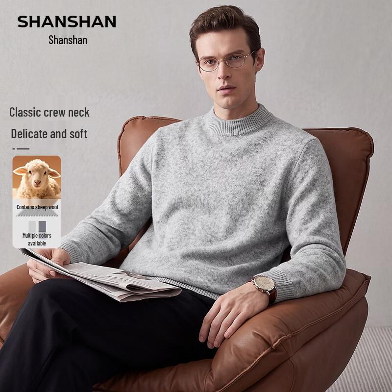 SHANSHAN Men's Wool-Blend Crew Neck Winter Sweater