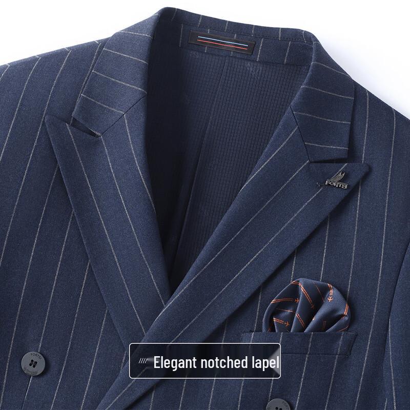 FORTEI Men's Striped Double-Breasted Suit Set