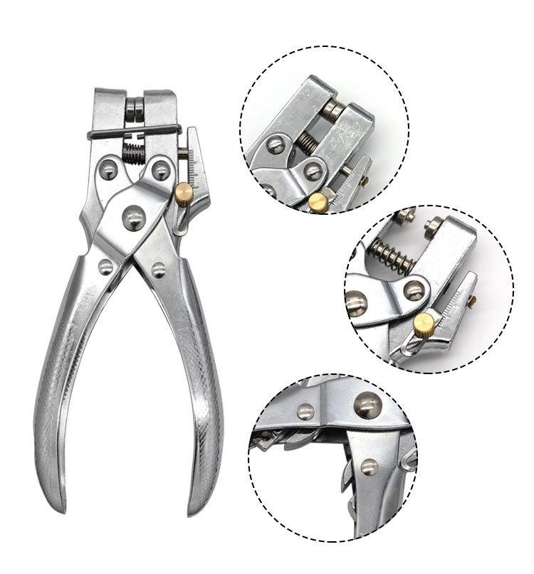 Adjustable Hole Punch Pliers, 4-13mm Depth, Lever Design for Easy Punching & Eyelet Setting