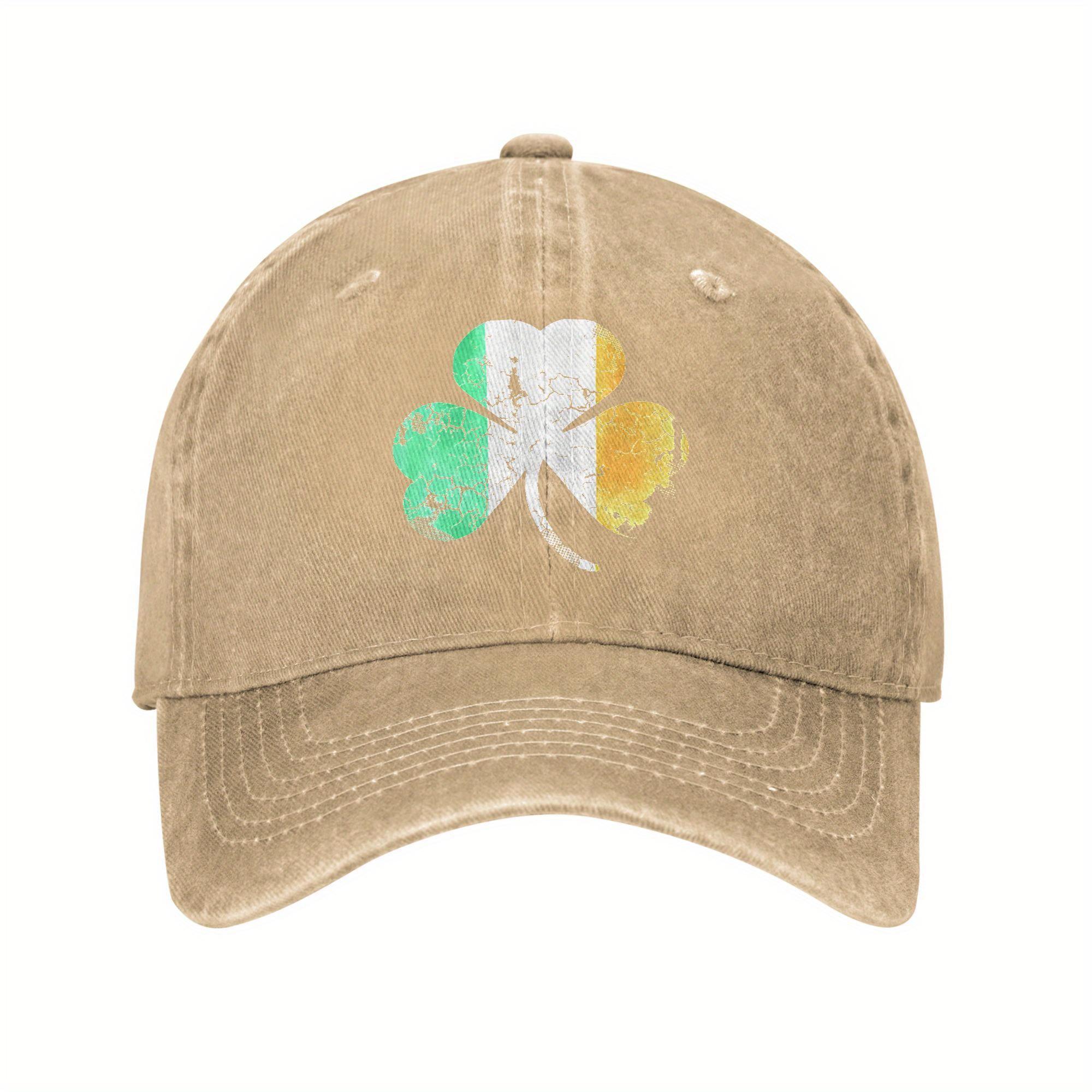 

Distressed Shamrock Baseball Cap Irish Flag Vintage Dad Hat Adjustable Outdoor Casual Cap One Size