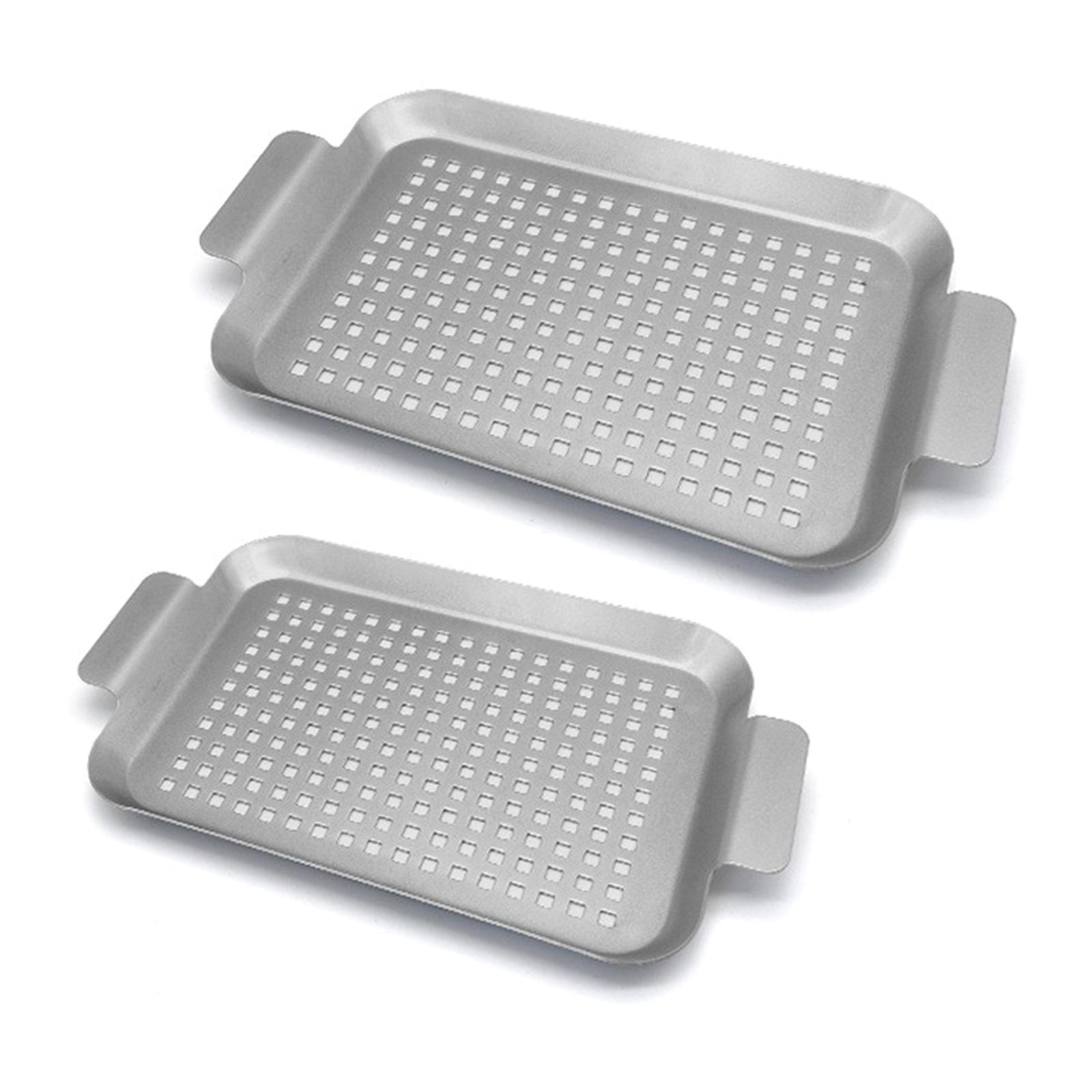 

2Pcs Outdoor Frying Pan Grill Topper Pan Oven Baking Dish Grill Tray Metal Grill Plate Grilling Accessories Enduring