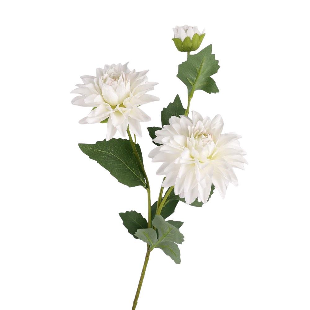 

76cm Length Artificial Dahlia Flower 3 Heads Floral Arrangement Silk Flower Realistic Long Branch Simulation Flowers Home Decor белый