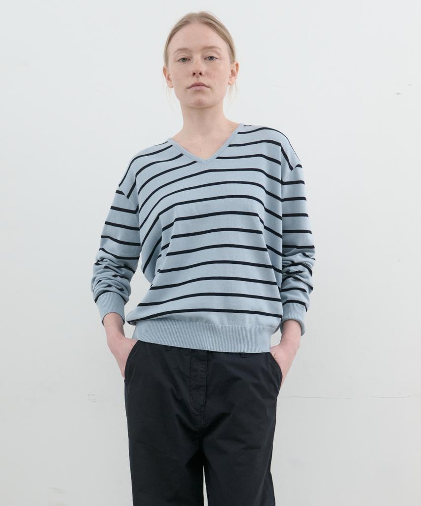 POSZER Striped V-Neck Pullover (Sky)