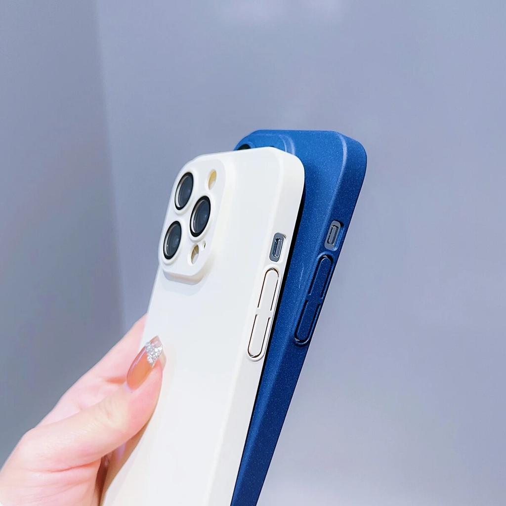 Simple Candy Color Hard Back Covers For iPhone 15 14 13 12 11 Pro Max Plus Shockproof Lens Protection Full Coverage Phone Cases