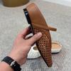 Fashion French Heightened Inner Hollow Woven Baotou Outer Wearing Half Slippers Women's Spring and Summer One-word Belt Sandal Slippers
