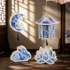 Retro Tie Dyed Lanterns Rabbit Shape Glowing Lanterns Wooden Handheld Lanterns  Mid-Autumn Festival