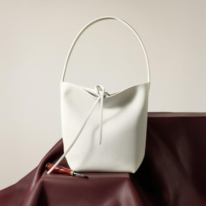 Small Commuter Leather Portable Bucket Bag Lazy Wind Ladies Large Capacity Girls Premium Sense Shoulder Bag Women
