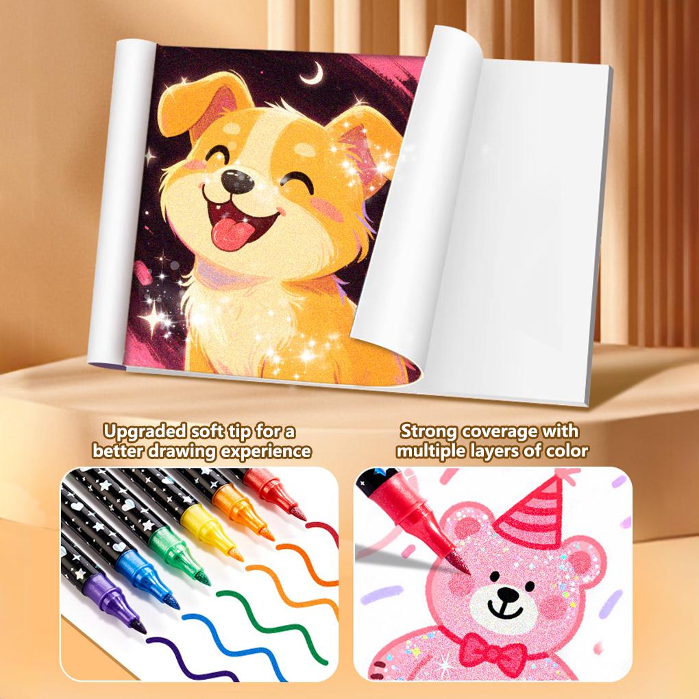 Glitter Dual Tip Markers Water Based Acrylic Paint Pens for Wood Canvas Stone Rock Painting Glass Ceramic Surfaces DIY Crafts