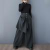 Black Plus Size Vintage Spring Autumn High Waist Wide Leg Skirt Pants Women Loose Casual Trousers