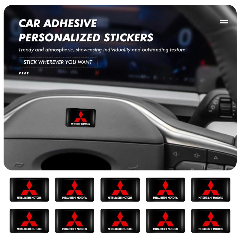 dnsh2 10/20/30pcs Car Logo Self-Adhesive Stickers Epoxy Emblem Decal Accessories For Mitsubishi Outlander Lancer Eclipse Mirage