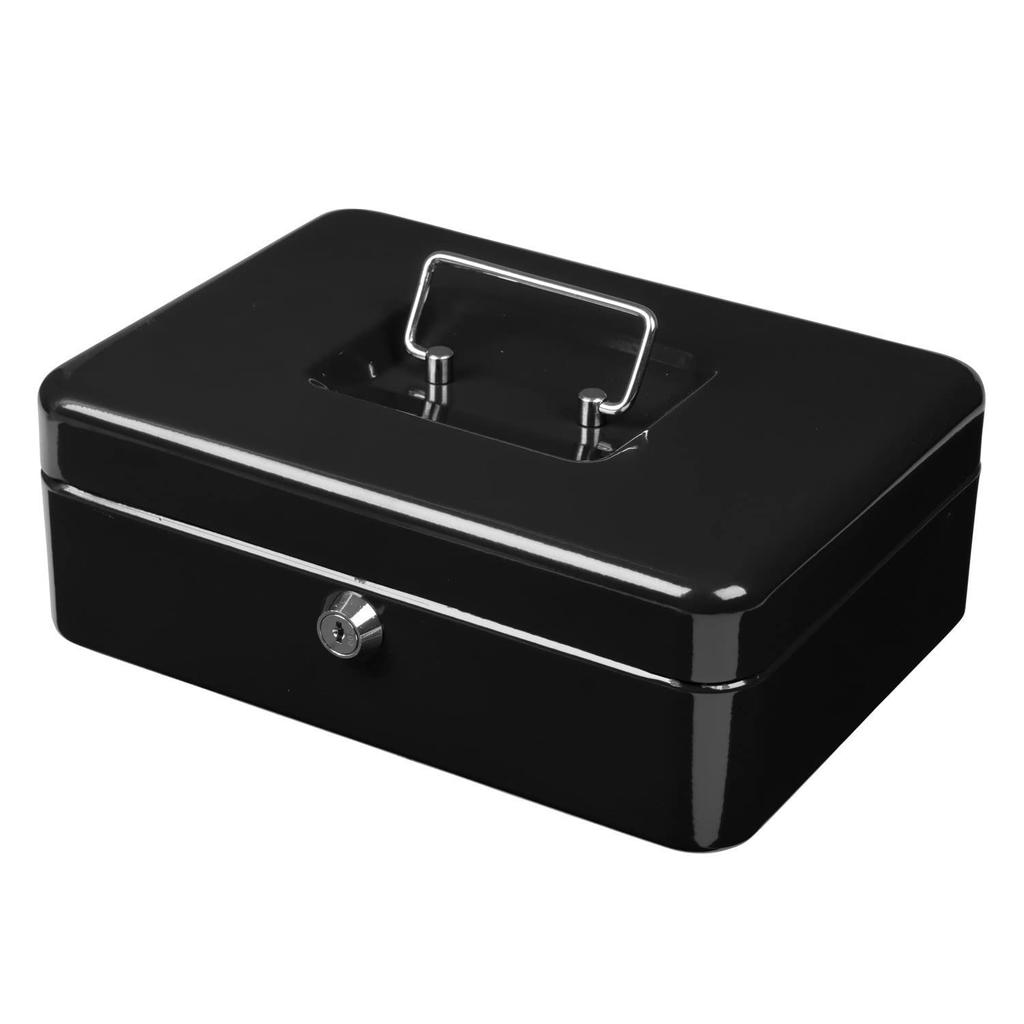 Indian Factory Cash Register Drawer Tray for Notes and Coins, Retail Counter Money Organizer, Black, 15 x 12 x 10 Centimeters