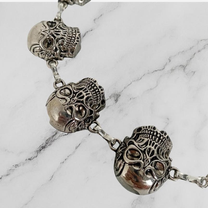 Edgy Waist Belt Stylish Carved Skull Waist Chain Belt Elaborate Chain Belly Chain for Belly Dance Waist Chain