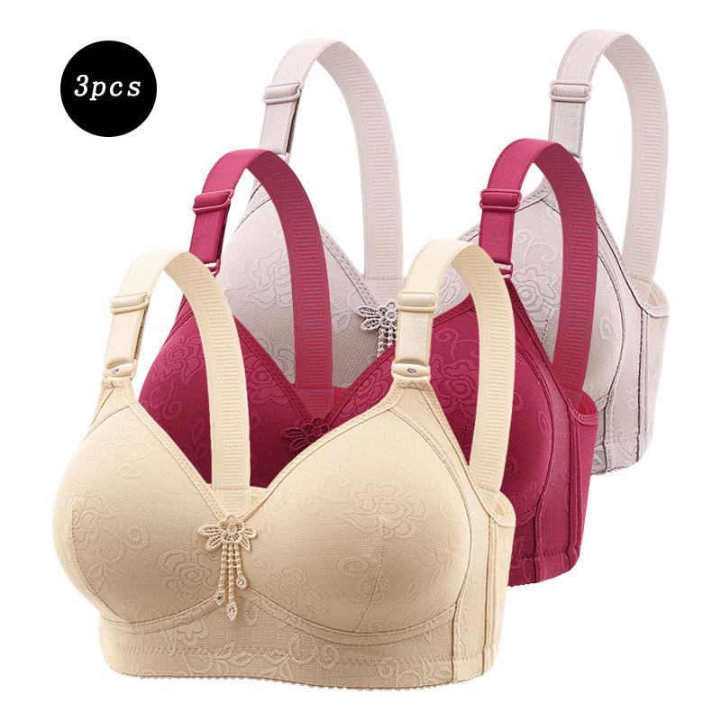3-Piece Comfortable Lace Sports Bra Set for Women - Plus Size Cross-Back Design