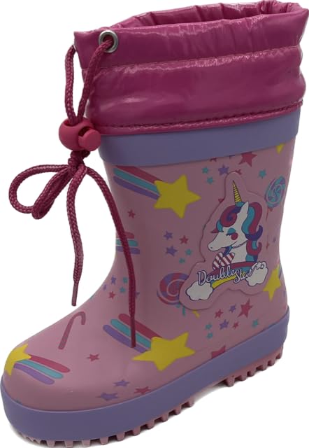 

Double Star 4555 Rain Boots with Snow Children s Drawcord, Boots, Pink, DS4555-01 розовый