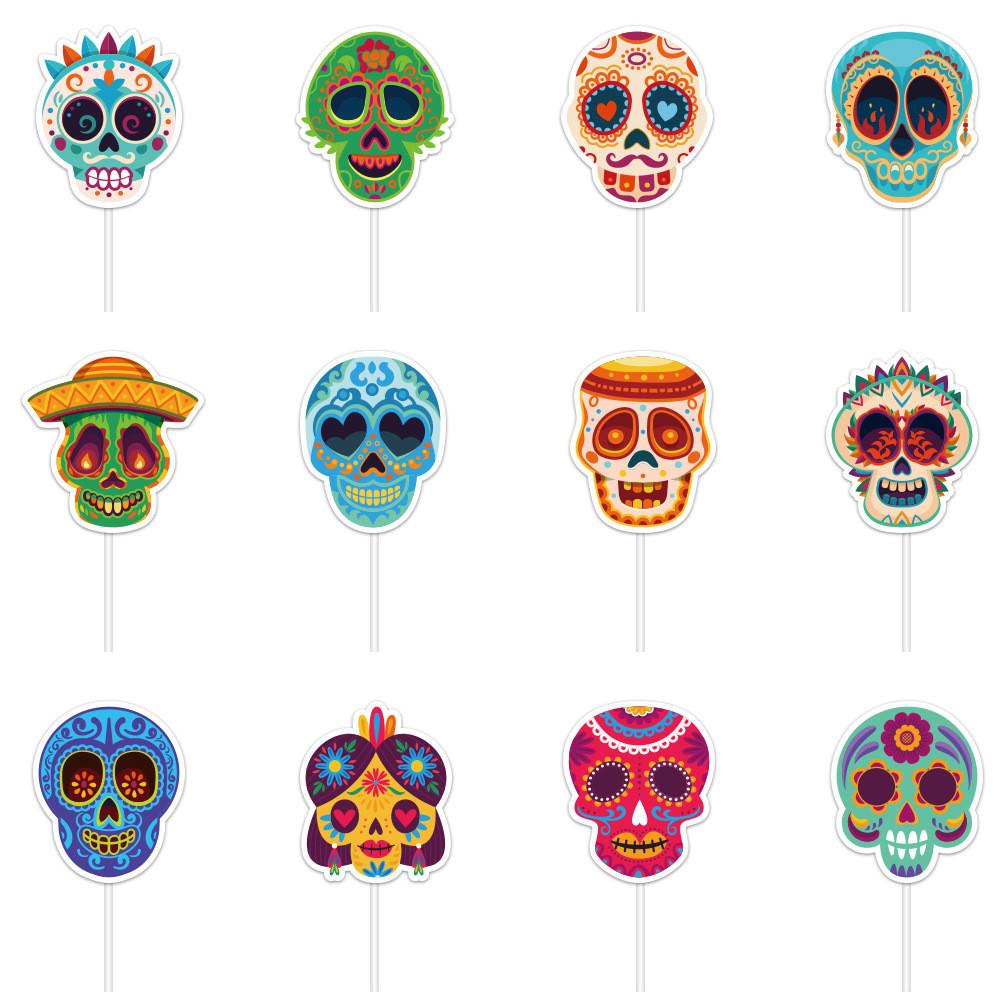 Halloween Skull Cake Topper Paper Party Decoration For Spooky Celebrations
