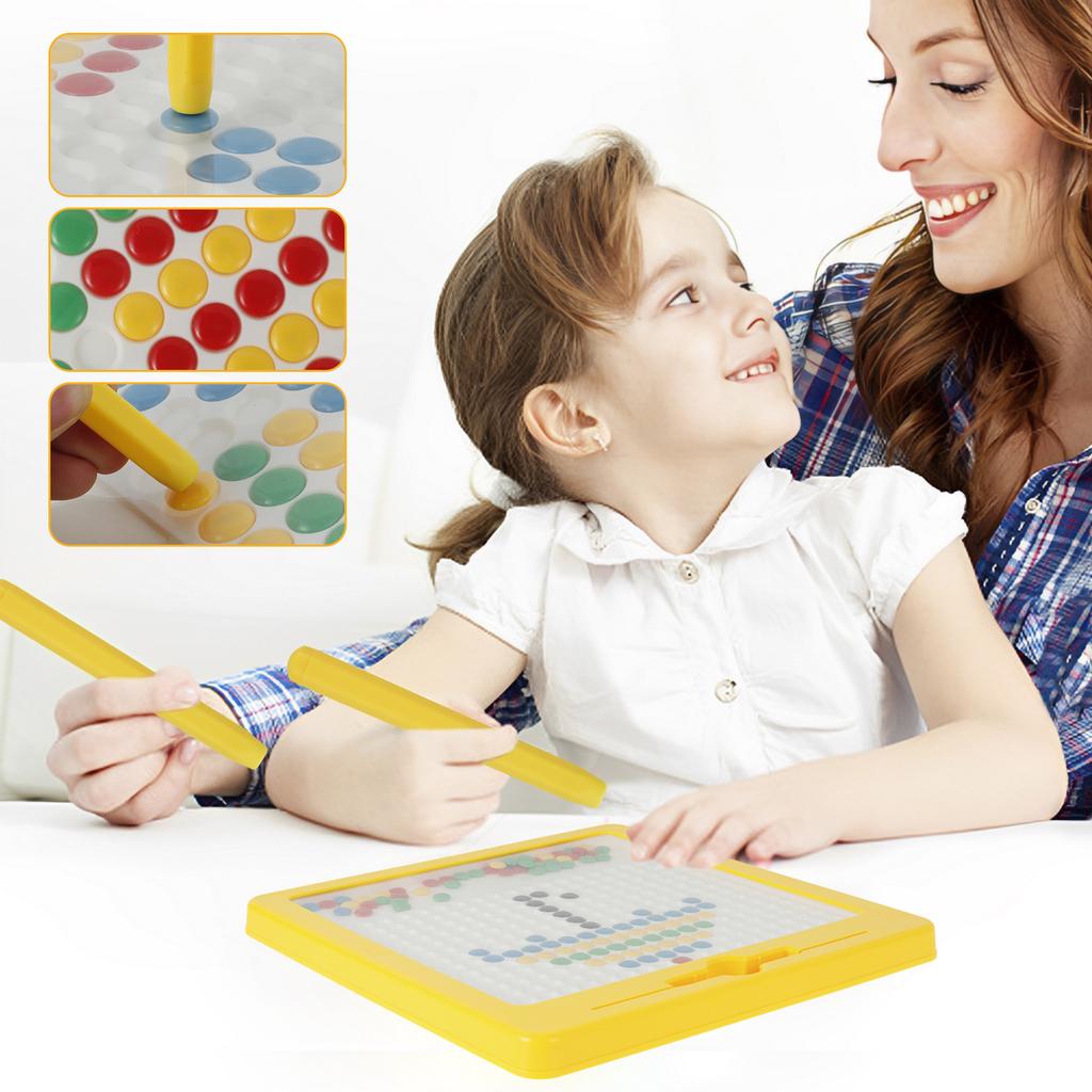 Tablica Magnetyczna do Rysowania dla Maluchów Kolorowa Tablica do Rysowania z Koralikami Magnetycznymi z Pisakiem Magnetycznym i Kartami Zabawki Edukacyjne Montessori