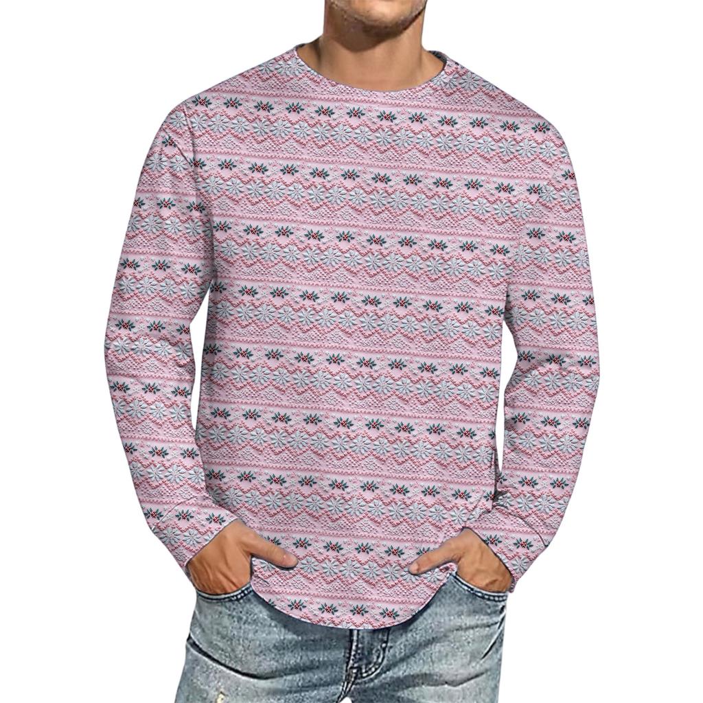 Men's Christmas Printed Imitation Cotton Long-sleeved Shirt