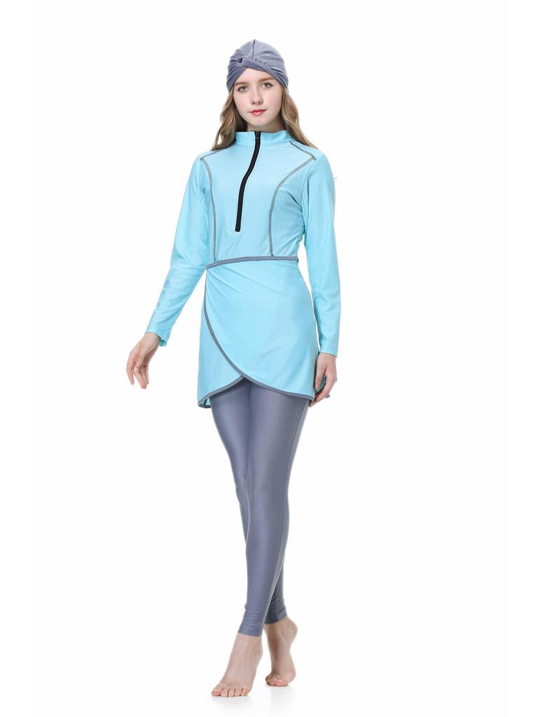 2022 Damen Einfarbig Konservativ Kapuzen-Dreiteiliger Muslimischer Badeanzug