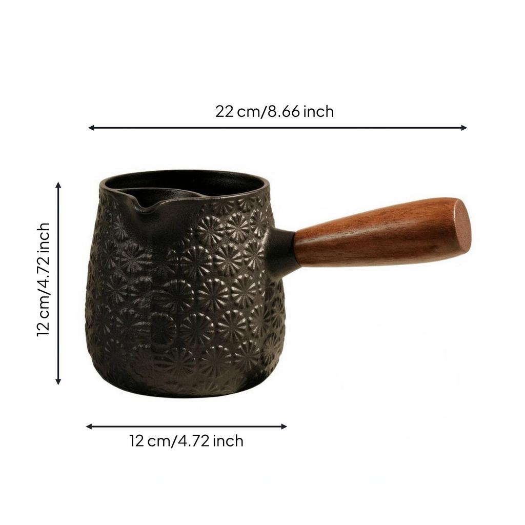 600 Ml Cast-Iron Teapot Equal Heating Distribution with Wooden