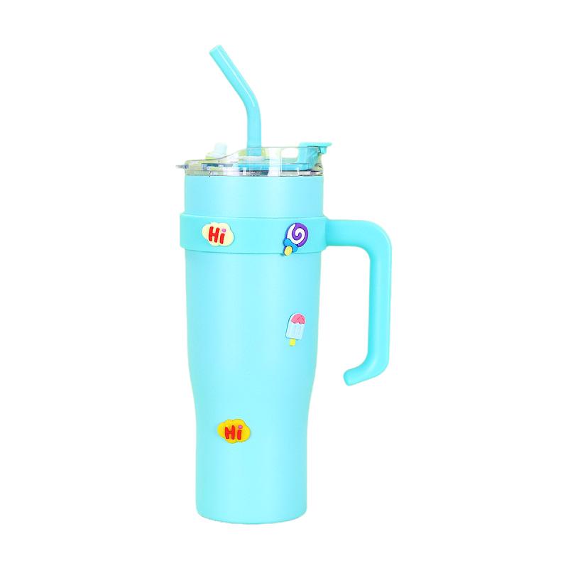 Big Mac Ice King Stainless Steel Insulated Coffee Cup, Large Capacity Summer Straw Cup