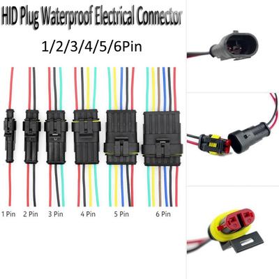 1/2/3/4/5/6P Automotive HID Plug Car Waterproof Electrical Connector Seal Kits With Wire
