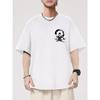 European Size Men'S  Trendy Casual T-Shirt Featuring a Dark-Themed Japanese Samurai Sword Print, Breathable Short-Sleeve Top