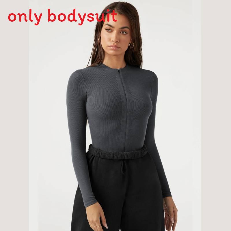European Style Knit Bodysuit With Zipper Short Pants For Streetwear Fashion Women