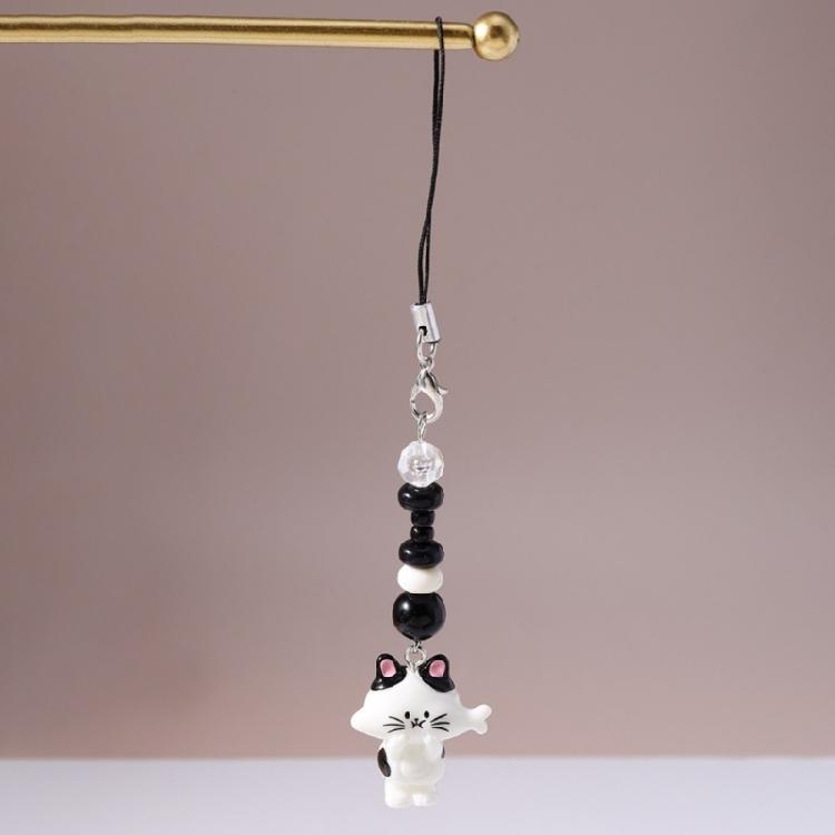 Sturdy Resin Cat Keychain Adorable Phone Accessory Compact Pet Lover Lightweight Phone Charm Gift for Everyday Use