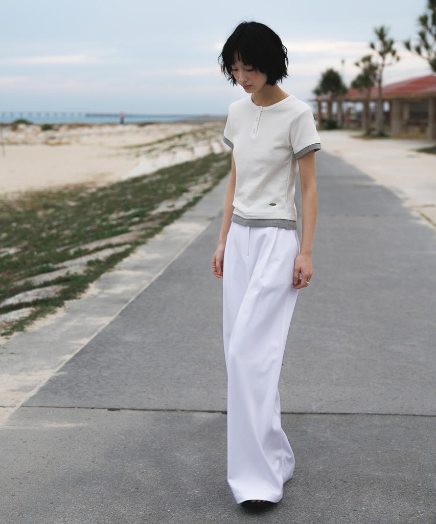DEHEVE Layered Eyelet T-Shirt [Ivory]