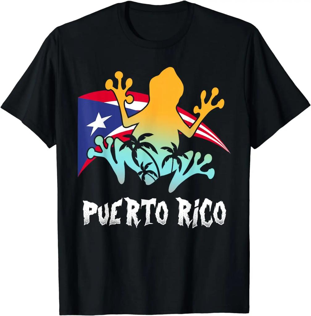Distressed Style Puerto Rico Frog Gift Design Puerto Rico! T-Shirt T-Shirt Graphic Tops T Shirt Cotton Funny Short Sleeve O Neck