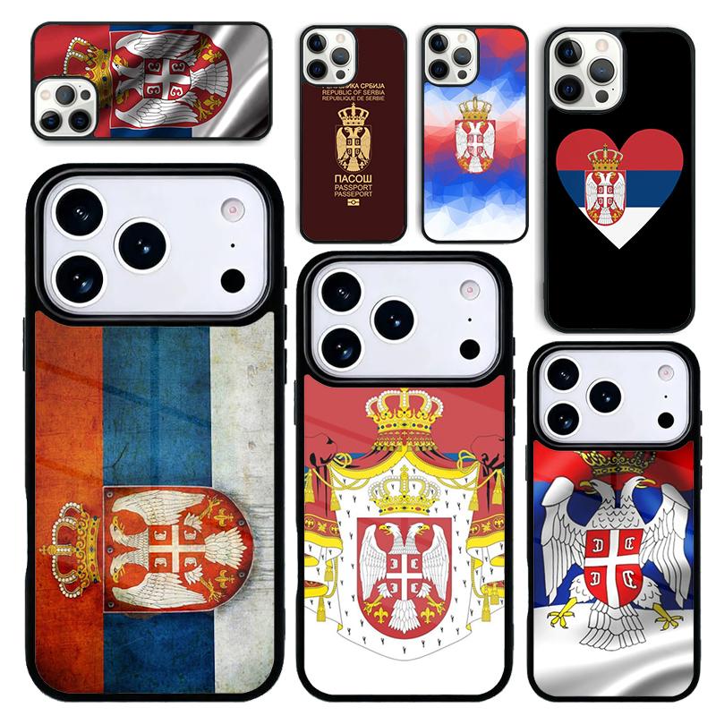 Capa Case for iPhone 17 Air 16 Pro Max 15 Plus 11 13 Mini 14 12 Back Phone Cover Flag of Serbia Serbian