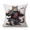 Funny Cute Cat Samurai Catoon Home Decorative Sofa Throw Pillow Case Cotton Linen Car Chair Cushion Cover
