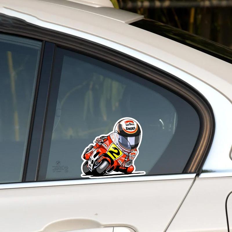 Creative anime motorcycle and rider personalized car laptop stickers, car motorcycle bicycle sun protection and waterproof stickers decoration