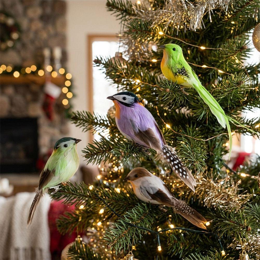 1 Pair Long Tail Artificial Feather Bird Ornament Foam Bird Figurines Wedding Festive