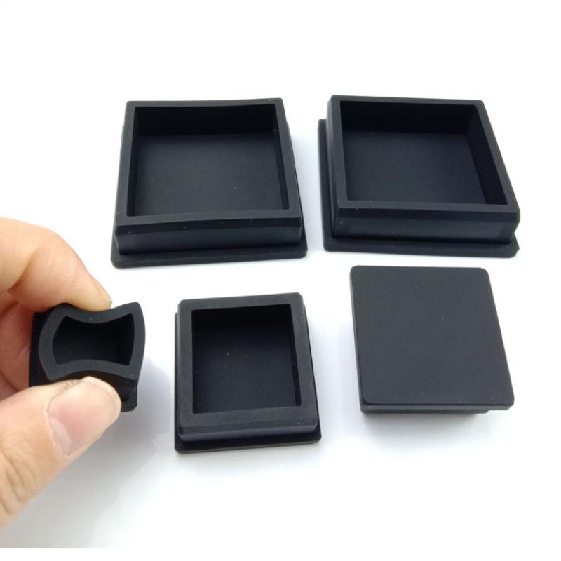 Square Silicone Rubber End Caps Soft T Type Blanking Plugs Tube Pipe Insert Stopper Table Chair Foot Pads Side Length 9.6-50.6mm