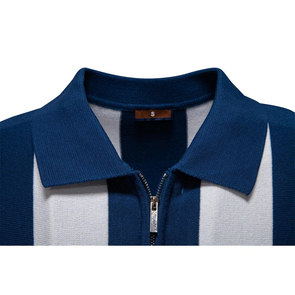 Callaway 2025 Summer New Embroidered Collar Woolen Short Sleeved Polo Shirt Men's Striped Polo Men's Short Sleeved Top