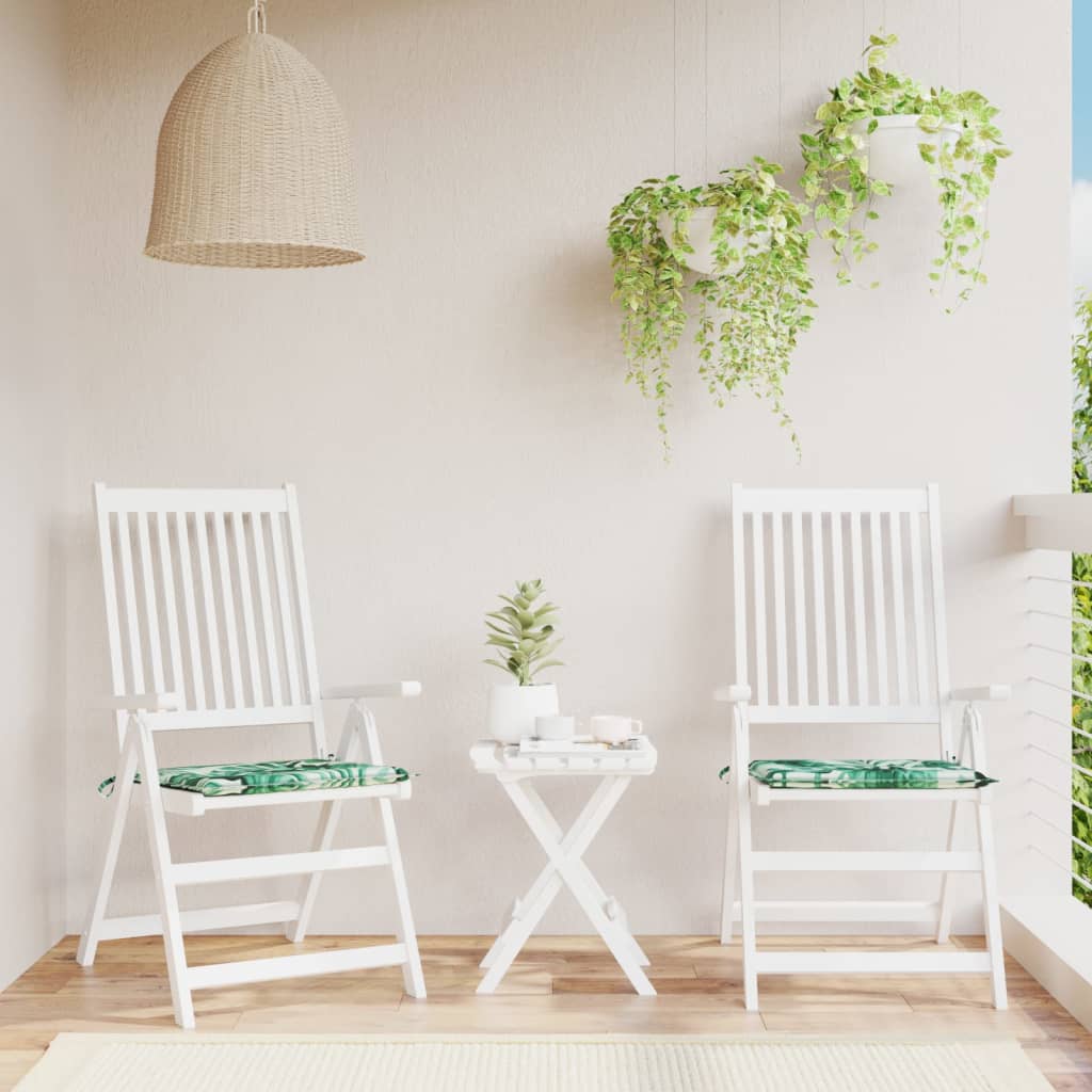 Chair Cushions 2 Pcs Leaf Pattern 40 X 40 X 4 Cm Fabric
