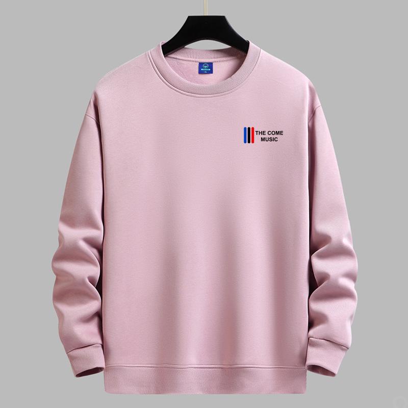 Men's Loose Fit Round Neck Hoodie with Long Sleeves and Velvet Layer, Autumn/Winter Style