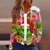 Women's Fashion Christmas Print Casual Zip-Up Long-Sleeved Hooded Jacket