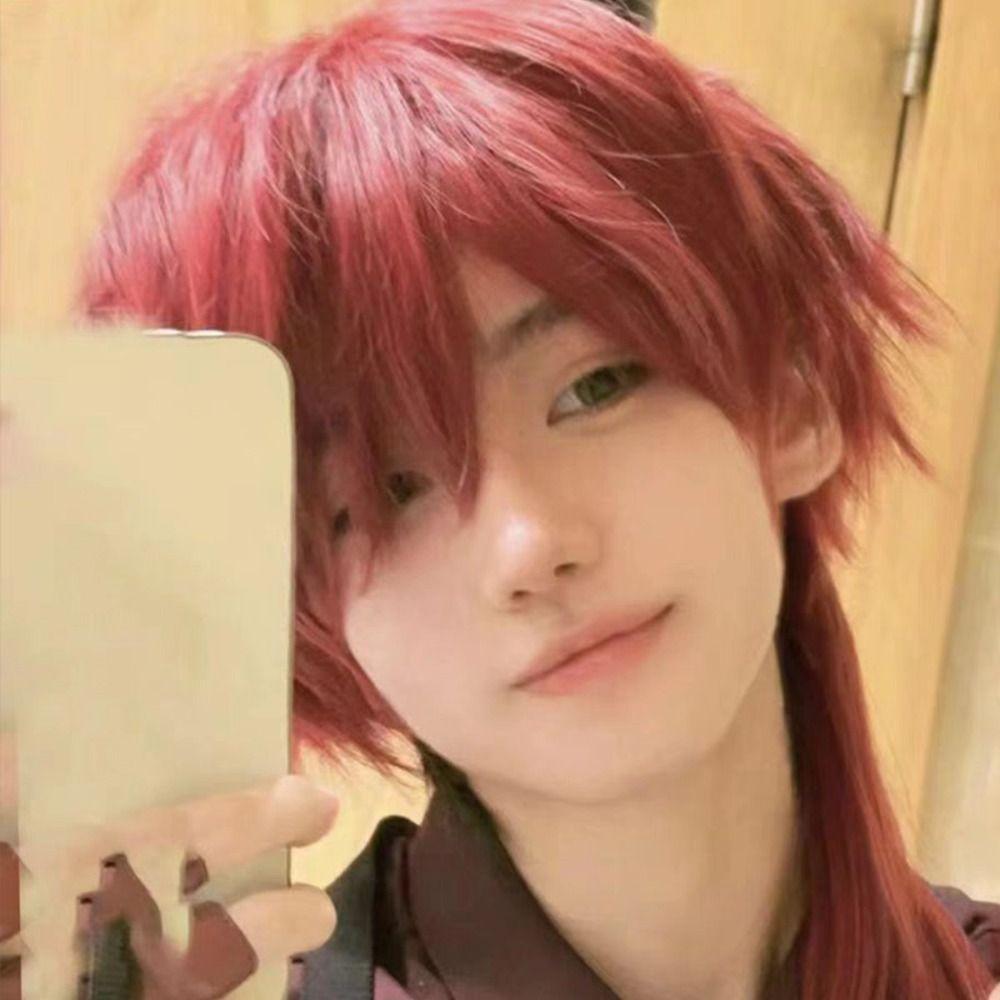 Heat Resistant Mullet Head Wigs with Bangs Straight Anime Men Wigs Long Cosplay Wig Party