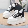 Fashion 10CM 12CM Synthetic Genuine Leather Spring Combat Autumn Ankle Platform Wedge Flats Chunky Sneakers Shoes Vulcanize Women