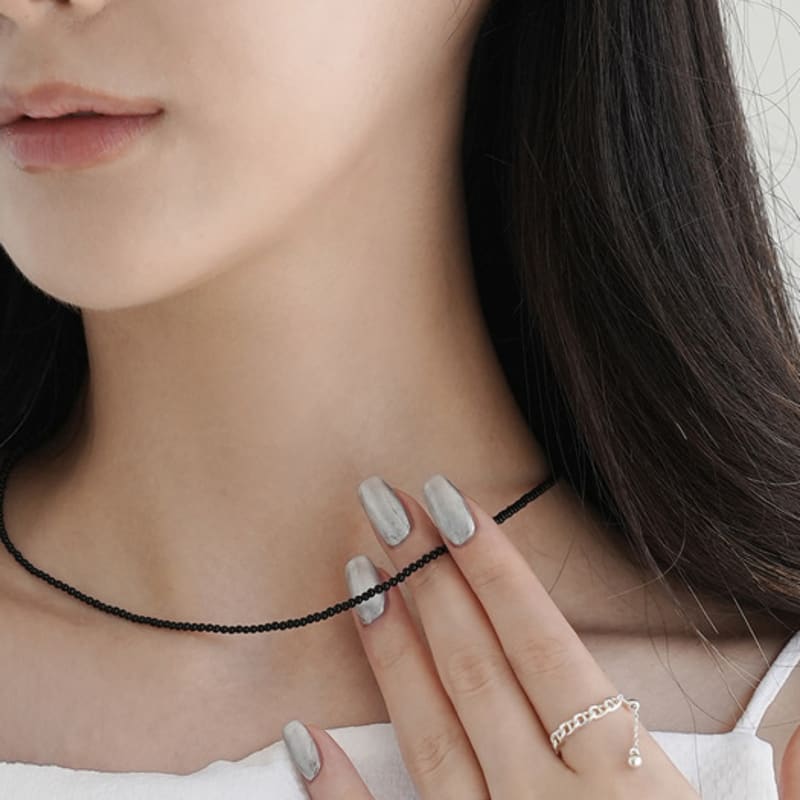 Modernlike Silver 925 Onyx Black Necklace 2mm