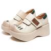 Fashion GKTINOO Retro Flat Platform Women Wedges Shoes Luxury 6cm Platform Shoes Thick Heels Genuine Leather Casual Hook & Loop Pumps