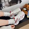 Spring and Autumn New Thick Sole Shallow Mouth Breathable Lace-up Match Color Sneakers Fashion Comfortable Casual Women's Shoes