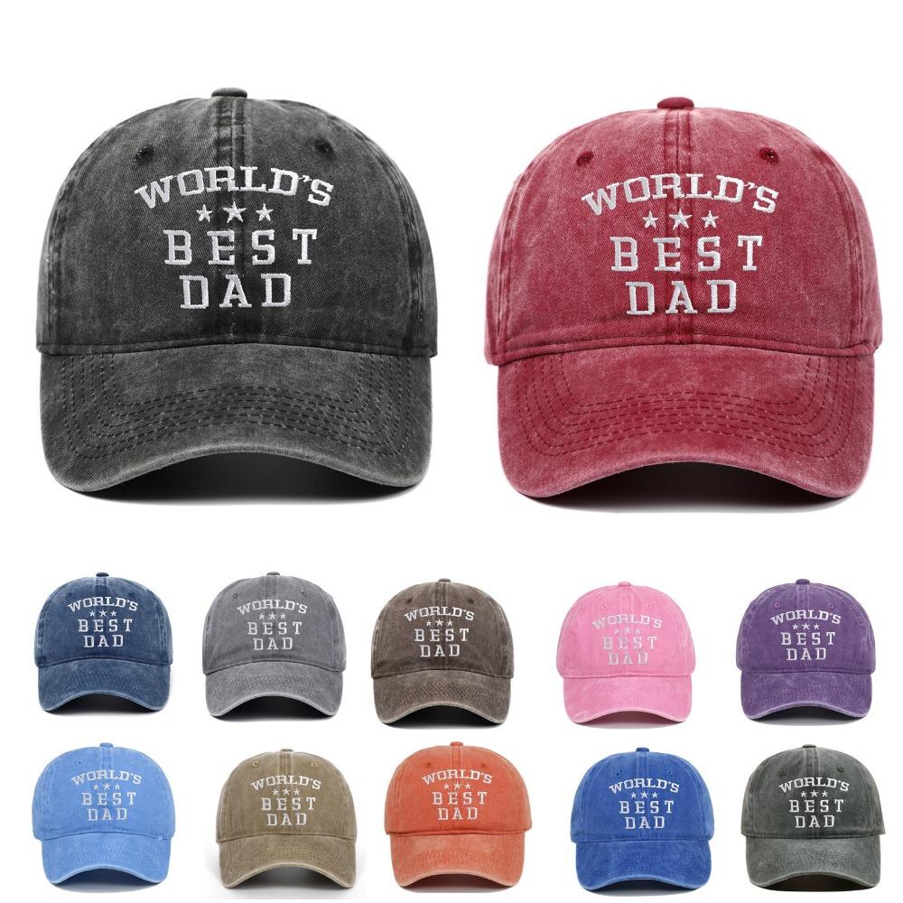 Adjustable Embroidery Baseball Hats Washed Cotton Baseball Cap World's Best Dad Caps Father's Gift
