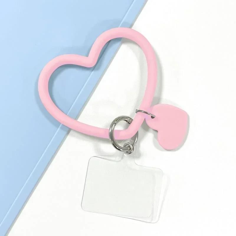 1Pc Silicone Heart Loop Cell Phone Hand DYM Wrist Strap With Key Chain Holder - Universal Mobile Straps For All Smartphones