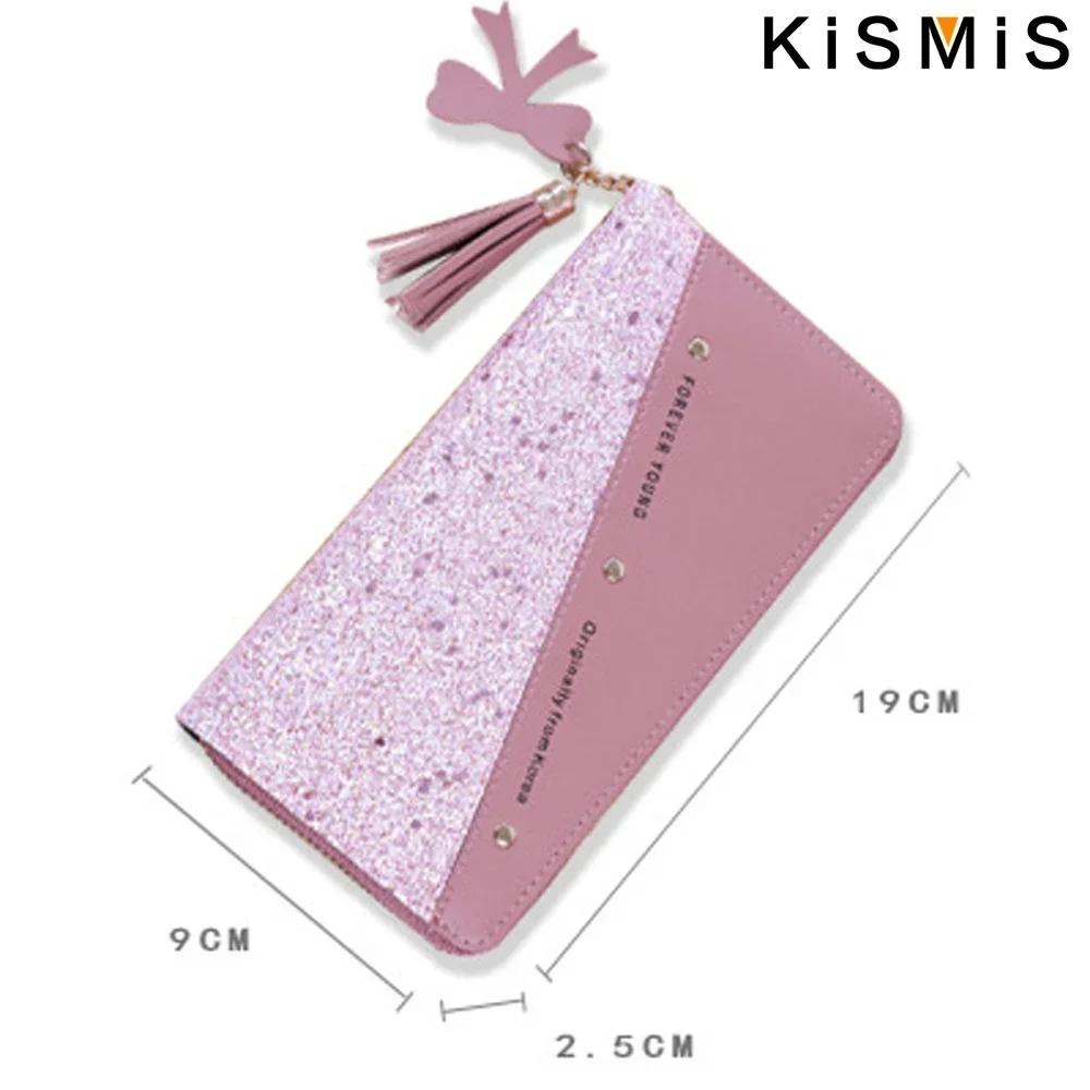 Fashion Women's PU Leather Long Wallets Sequins Patchwork Glitter Coin Purse Gifts for Girls Wholesale