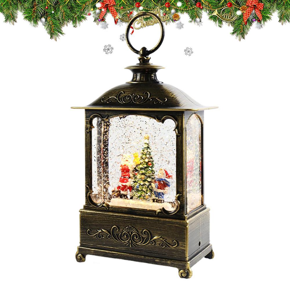Christmas Snow Globe Lantern Santa Claus Snowman Lighted Snow Globe Christmas Decorations For Home Decor Indoor Desk Table Shelf