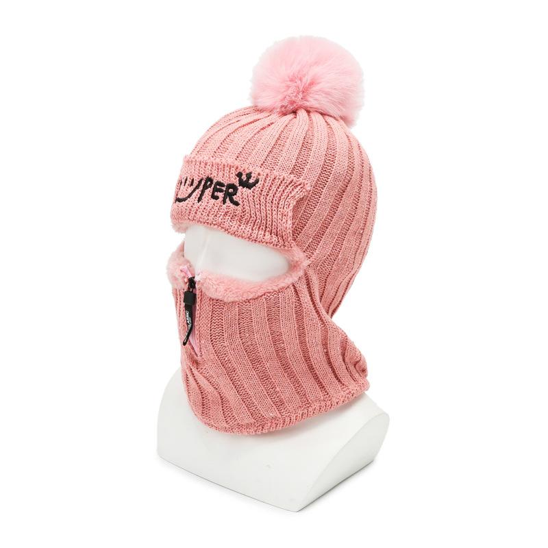 Women's Thickened Wool Knitted Hat In Winter Riding Face Protection Windproof Cold Warm and Fashionable Versatile Cotton Hat
